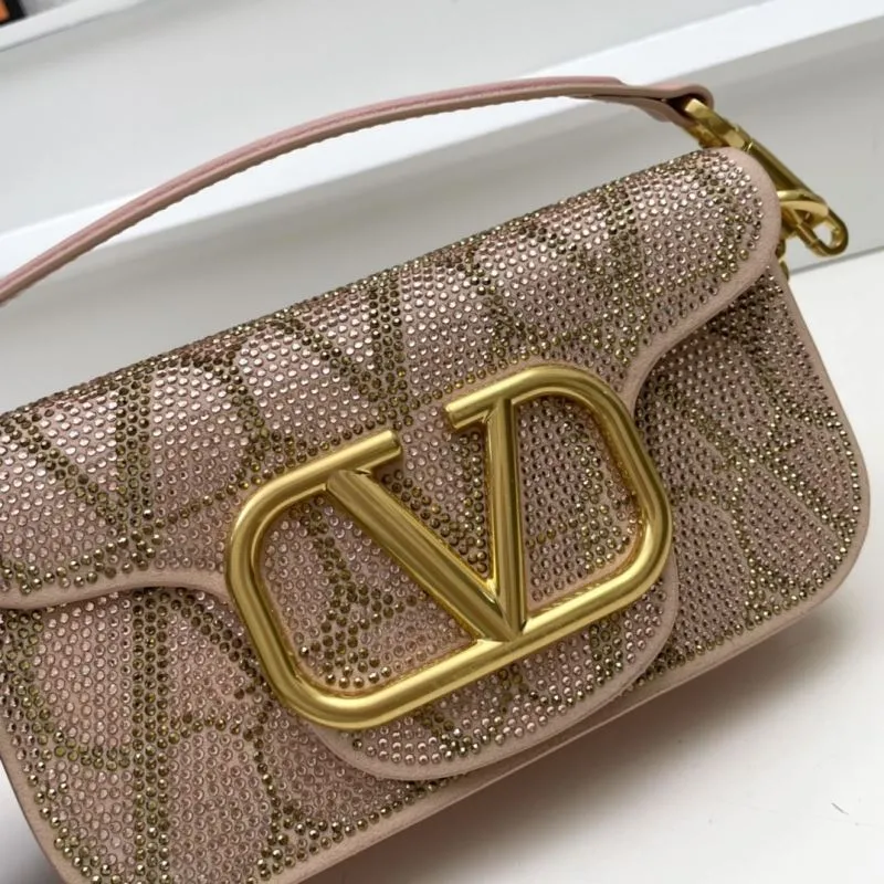 Valentino Pink Rhinestone Satchel Crossbody Bag 20cm 27cm - Image 3