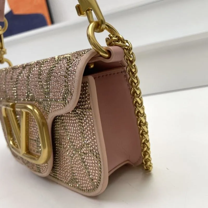 Valentino Pink Rhinestone Satchel Crossbody Bag 20cm 27cm - Image 5