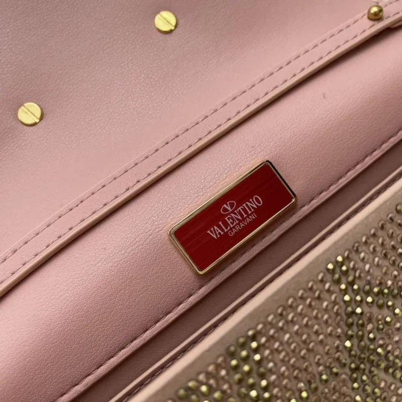 Valentino Pink Rhinestone Satchel Crossbody Bag 20cm 27cm - Image 8