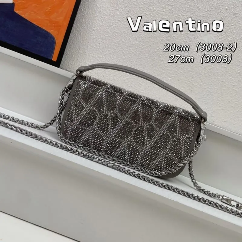 Alternative view of Valentino Gray Rhinestone Satchel Bag 3008 3008-2 20cm 27cm