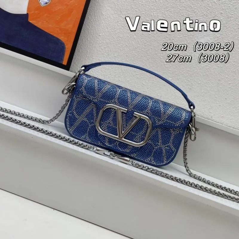 Valentino Blue Crystal Satchel Bag Model 3008 20cm 27cm