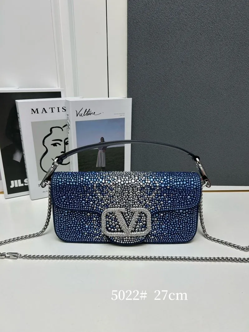 Valentino Blue Crystal Satchel Bag 5022 27cm