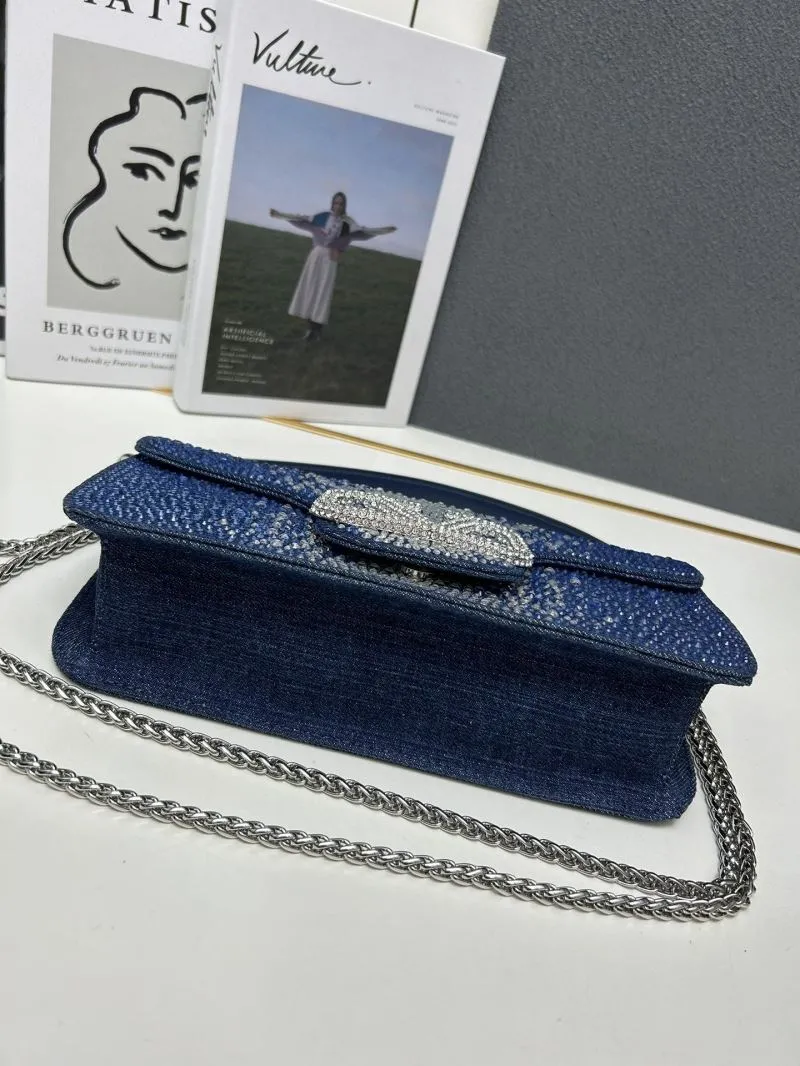 Valentino Blue Crystal Satchel Bag 5022 27cm - Image 6