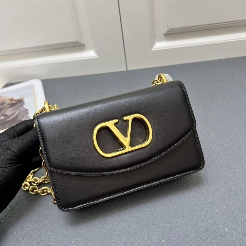 Valentino V2015 Small Black Leather Satchel Bag - Image 3