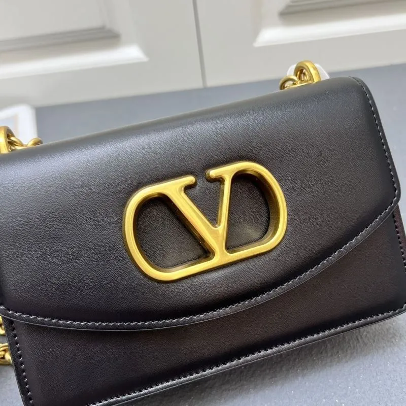 Valentino V2015 Small Black Leather Satchel Bag - Image 4