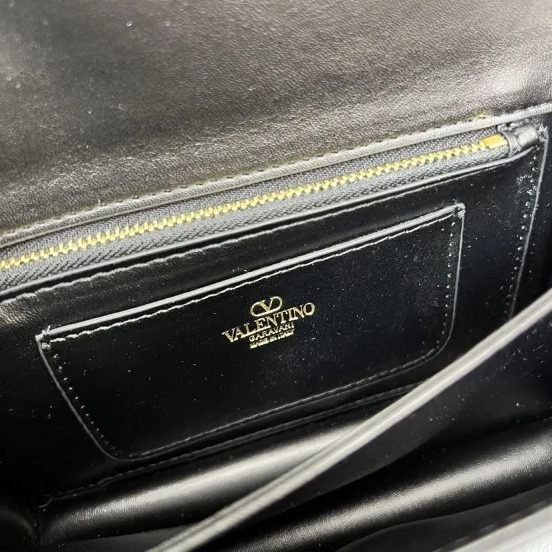Valentino V2015 Small Black Leather Satchel Bag - Image 9