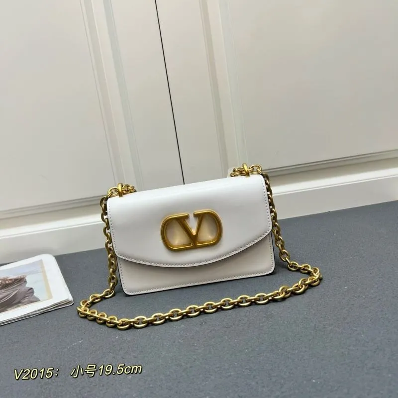 Valentino White Small V2015 Chain Satchel Bag