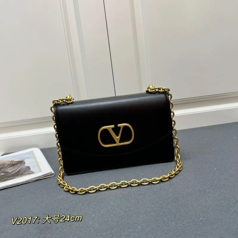 Valentino V2017 Large Black Leather Satchel Bag