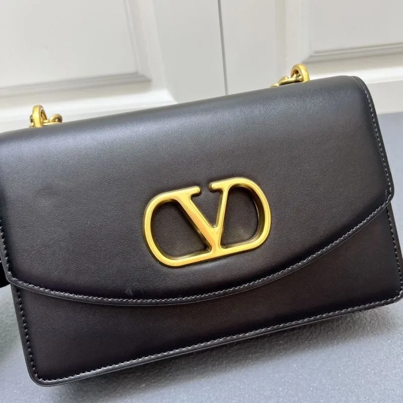 Valentino V2017 Large Black Leather Satchel Bag - Image 4