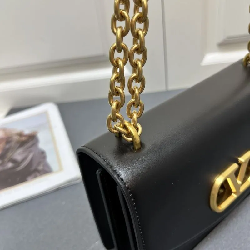 Valentino V2017 Large Black Leather Satchel Bag - Image 5