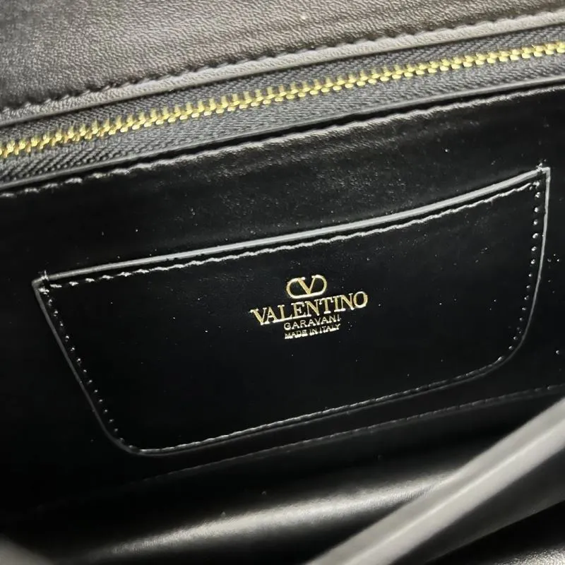 Valentino V2017 Large Black Leather Satchel Bag - Image 8