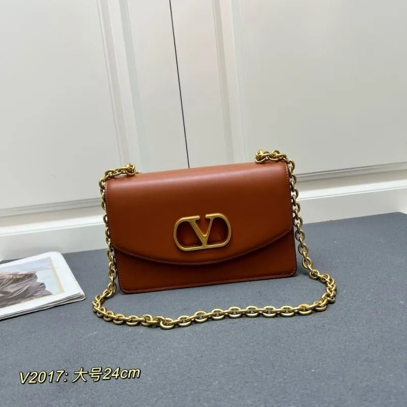 Valentino Brown Large V2017 Chain Satchel Bag
