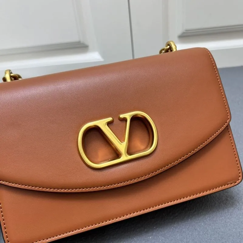 Valentino Brown Large V2017 Chain Satchel Bag - Image 4