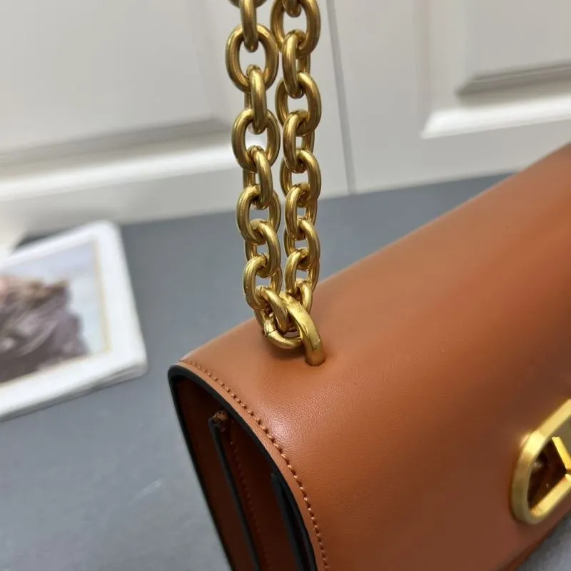 Valentino Brown Large V2017 Chain Satchel Bag - Image 5