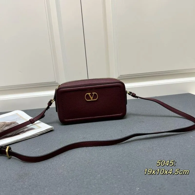 Valentino Burgundy Leather Crossbody Bag 5045