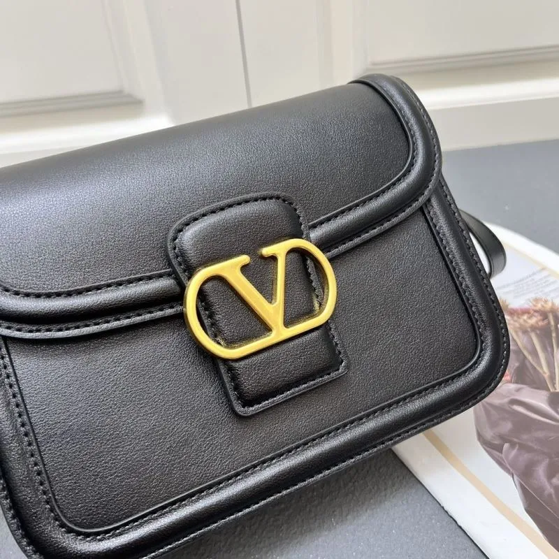 Valentino Black Leather Crossbody Satchel Bag Style 9909 - Image 6