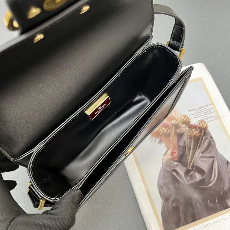Valentino Black Leather Crossbody Satchel Bag Style 9909 - Image 10