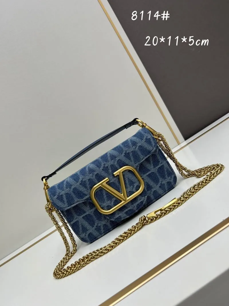 Valentino Blue Denim Chain Satchel Bag 8114