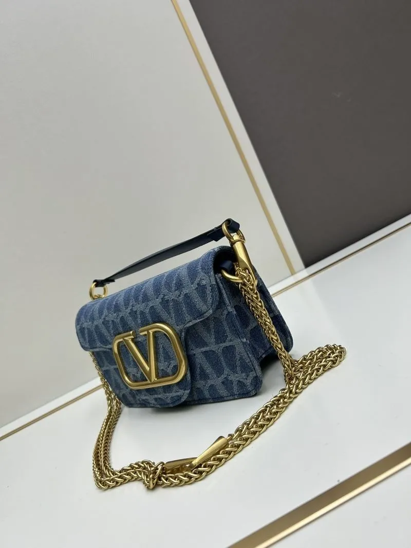 Valentino Blue Denim Chain Satchel Bag 8114 - Image 3