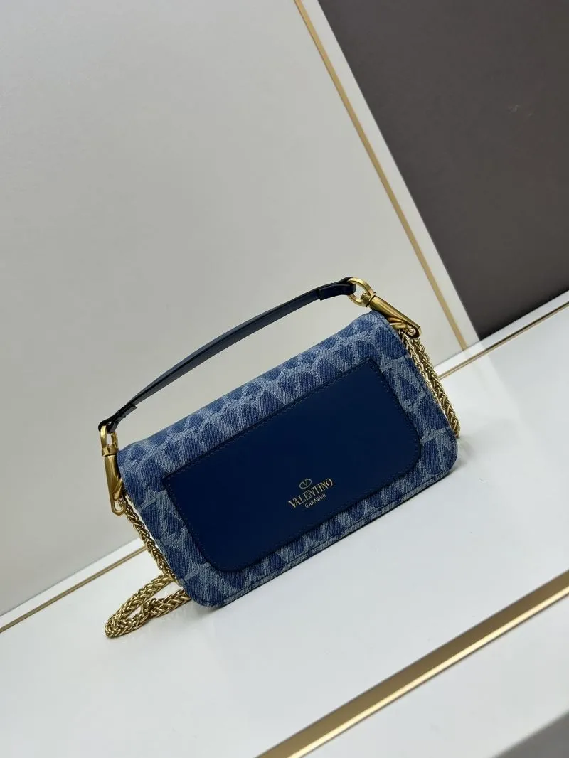 Valentino Blue Denim Chain Satchel Bag 8114 - Image 4
