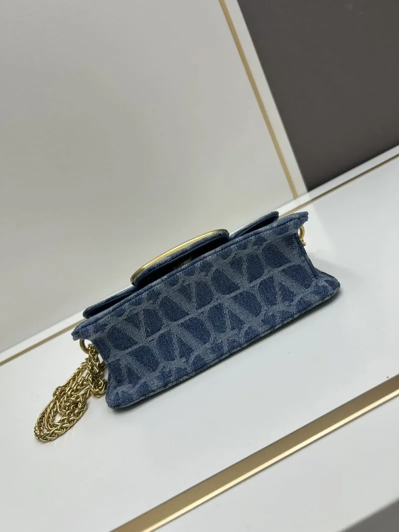 Valentino Blue Denim Chain Satchel Bag 8114 - Image 6