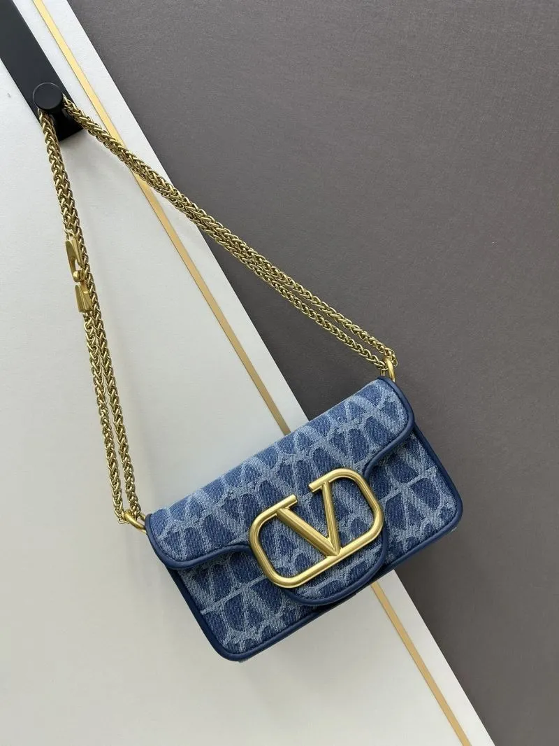 Valentino Blue Denim Chain Crossbody Bag 688