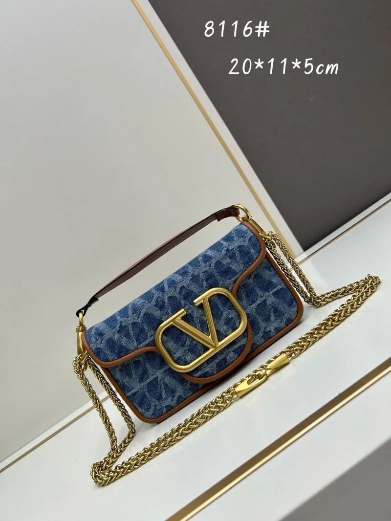 Valentino Blue Denim Chain Crossbody Bag 8116