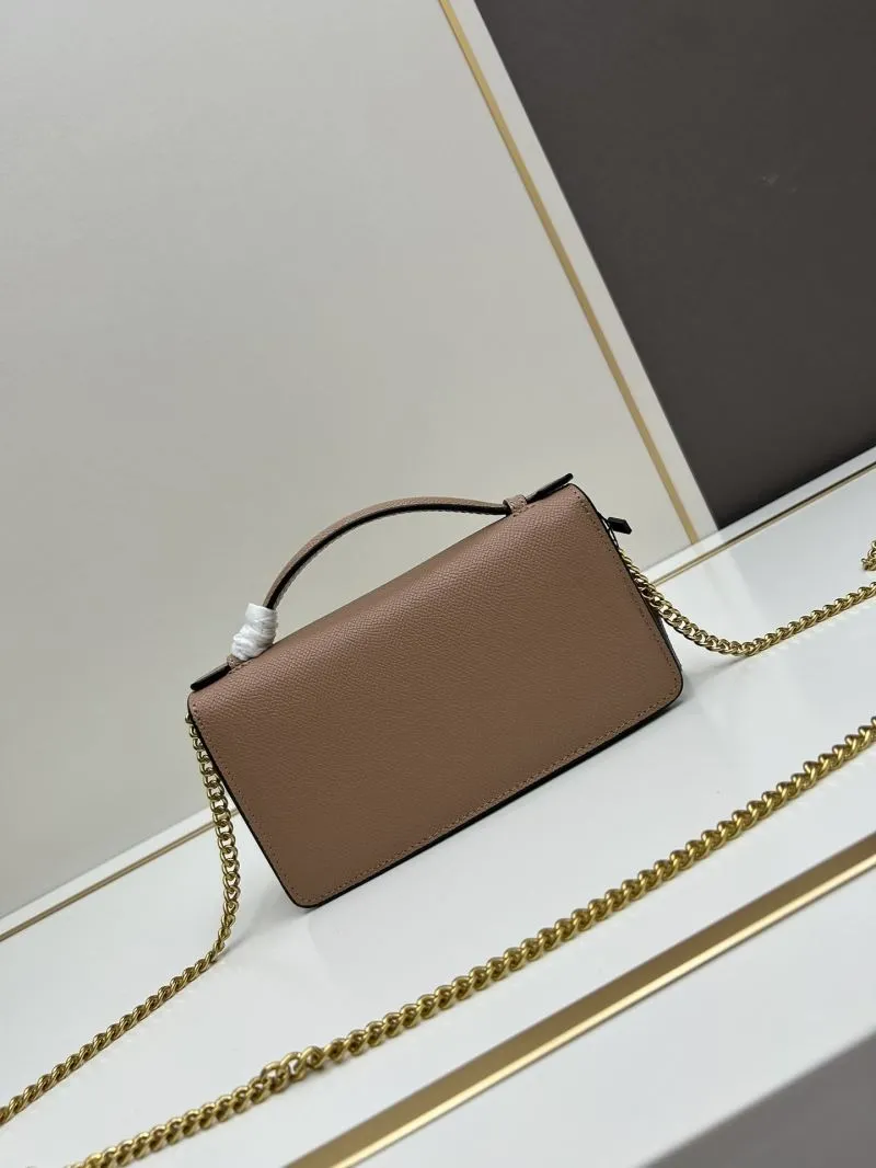 Valentino Light Brown V Logo Chain Crossbody Bag - Image 3