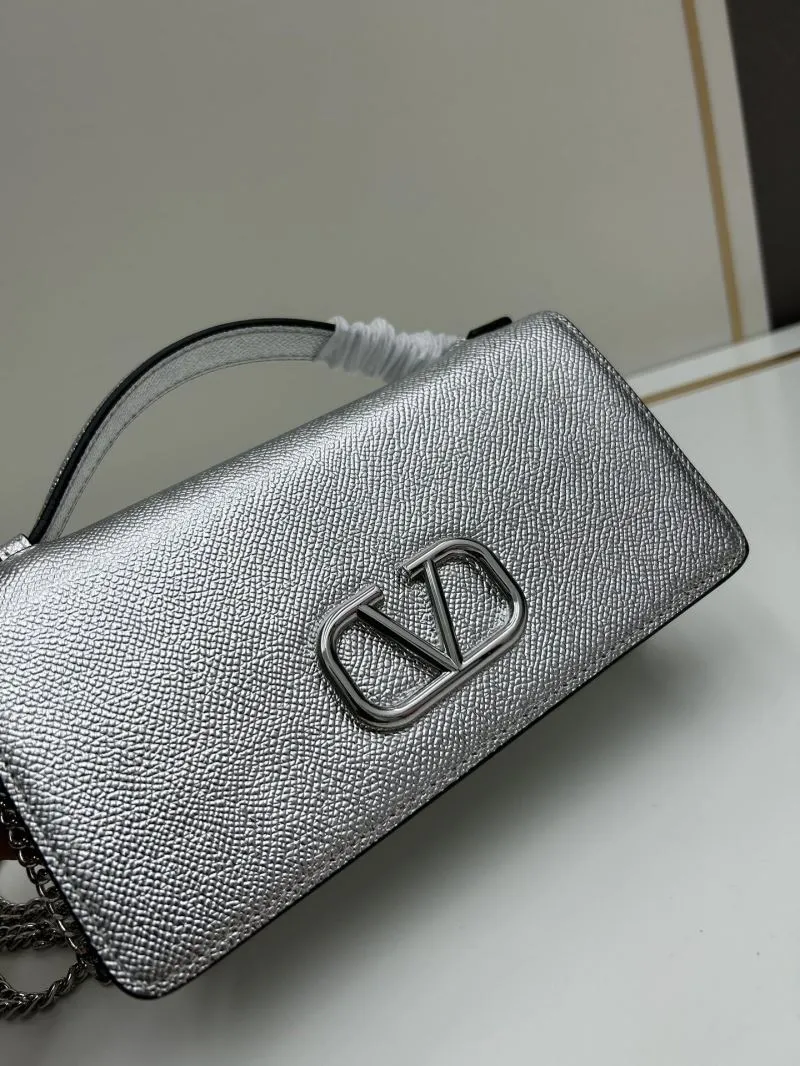 Valentino Silver 0132 Chain Crossbody Satchel - Image 4