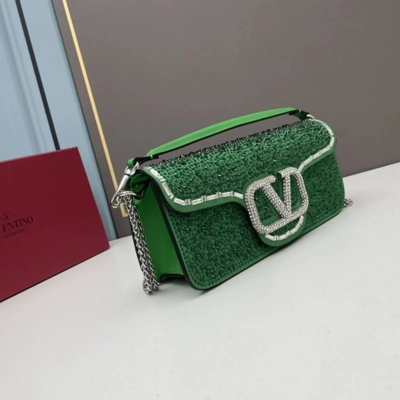 Alternative view of Valentino Green Crystal Embellished Satchel Bag 27cm