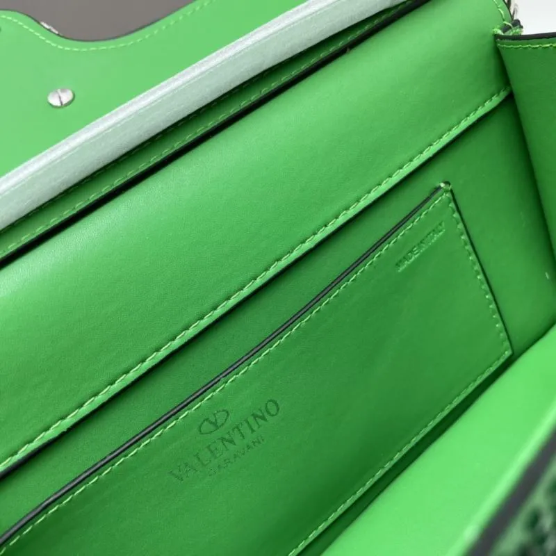 Valentino Green Crystal Embellished Satchel Bag 27cm - Image 8