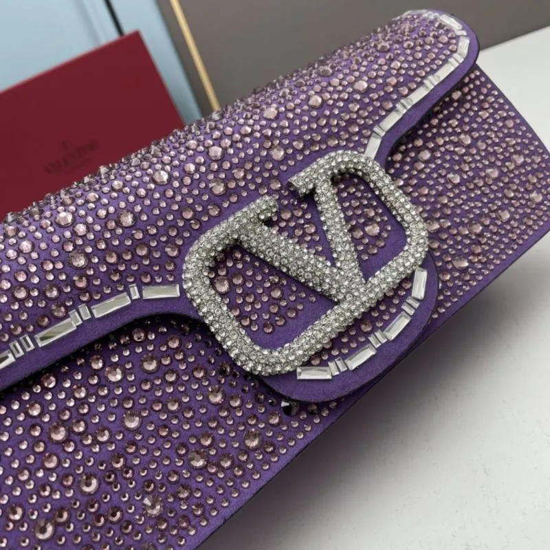 Valentino Purple Rhinestone Satchel Bag 27cm - Image 4