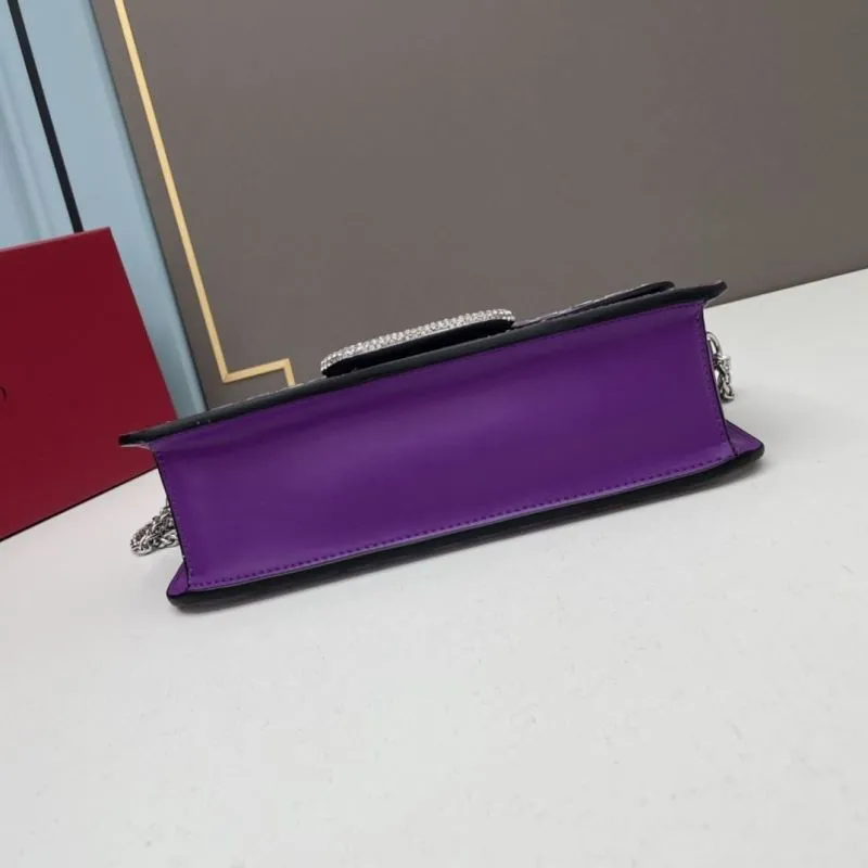 Valentino Purple Rhinestone Satchel Bag 27cm - Image 5