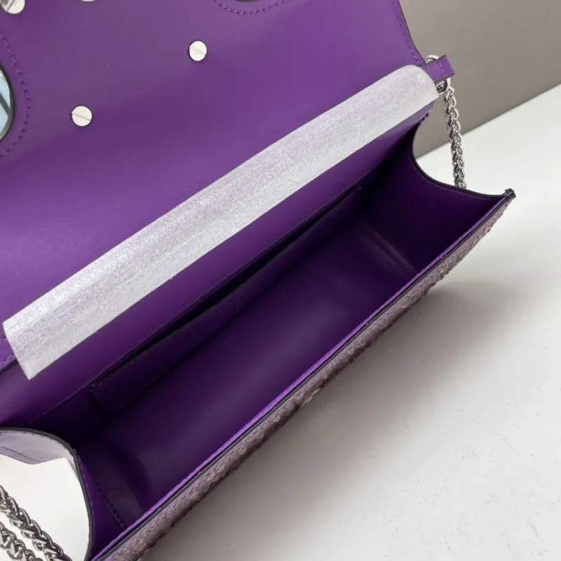 Valentino Purple Rhinestone Satchel Bag 27cm - Image 7