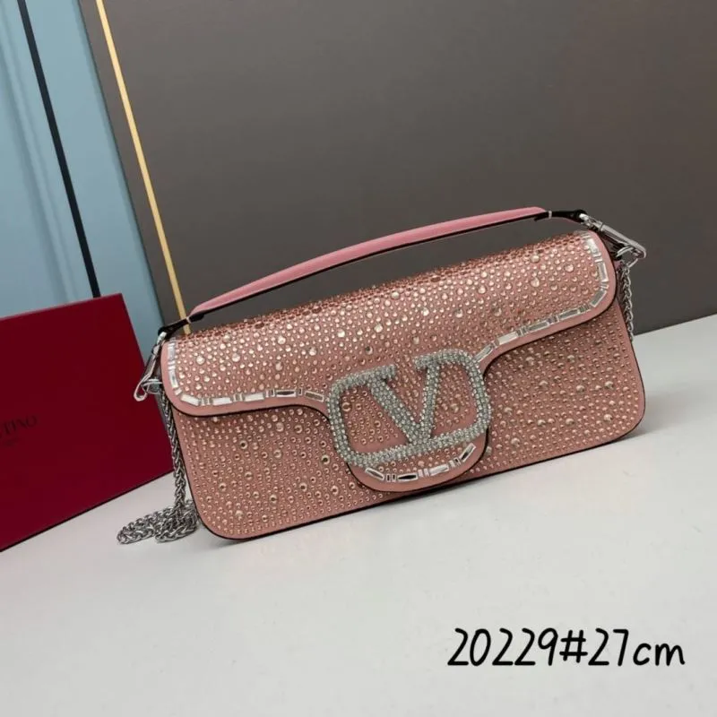 Valentino Pink Rhinestone Satchel Bag 20229 27cm