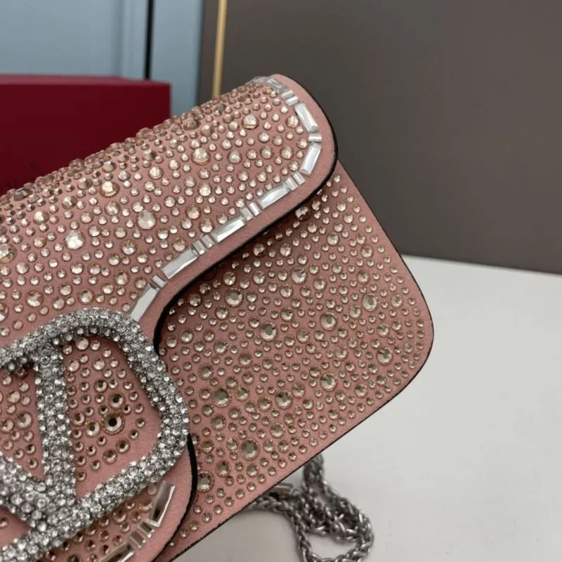 Valentino Pink Rhinestone Satchel Bag 20229 27cm - Image 6