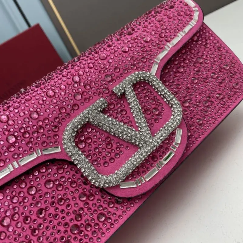 Valentino Pink Rhinestone Chain Satchel Bag 20229 27cm - Image 4