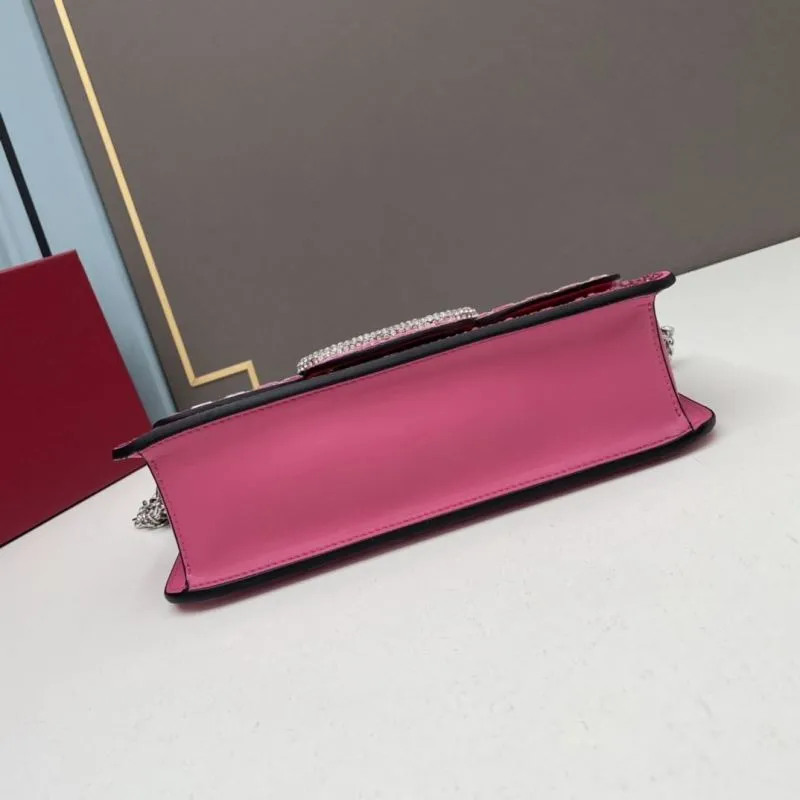 Valentino Pink Rhinestone Chain Satchel Bag 20229 27cm - Image 5