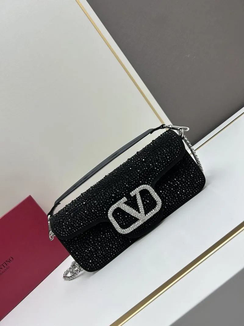 Valentino Black Crystal Embellished Satchel Bag 703