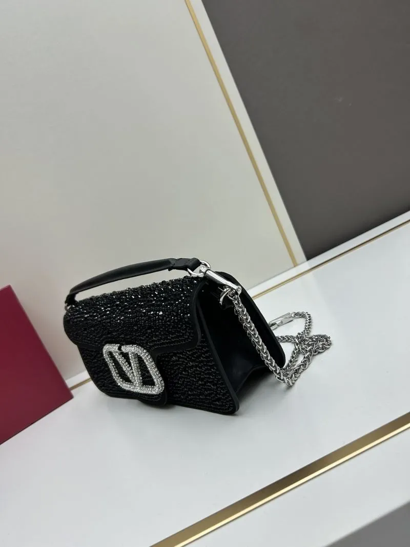 Alternative view of Valentino Black Crystal Embellished Satchel Bag 703