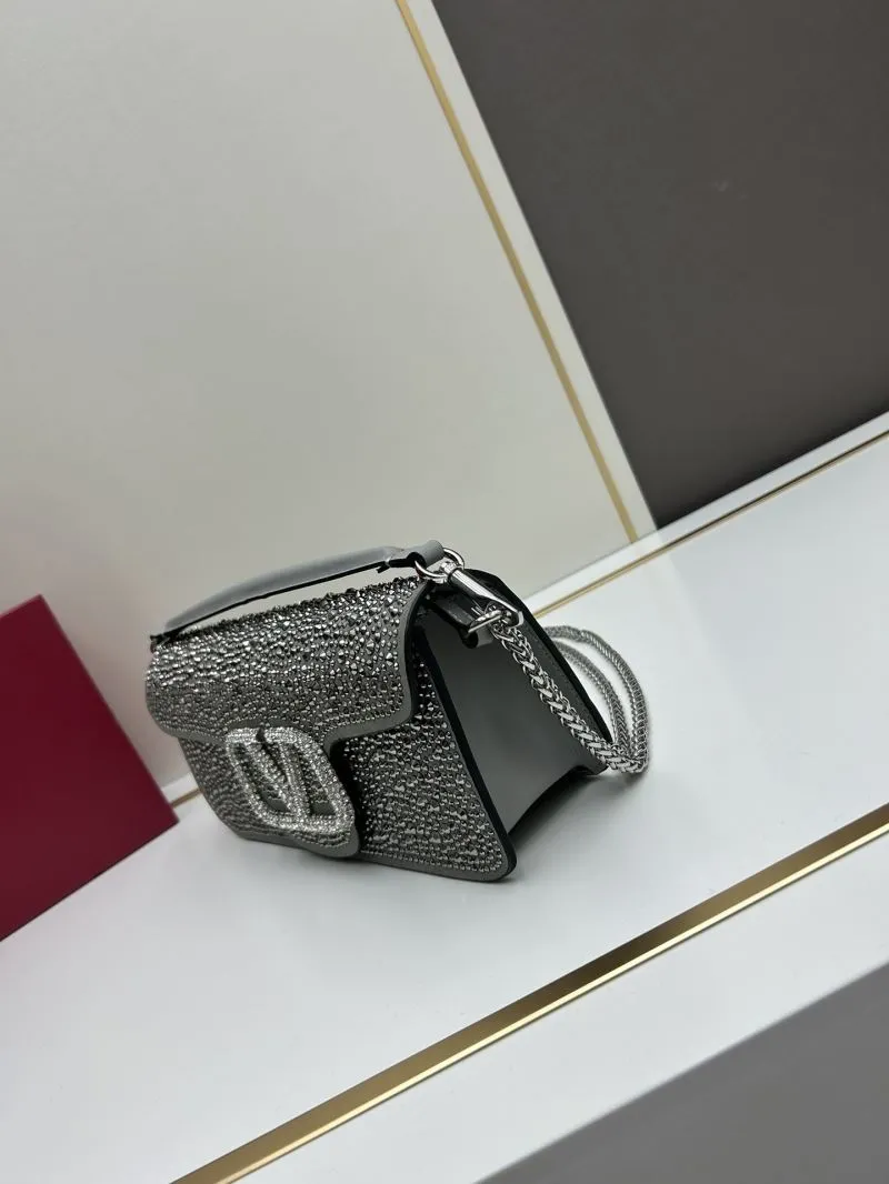 Alternative view of Valentino Gray Rhinestone Chain Satchel Bag SKU 704