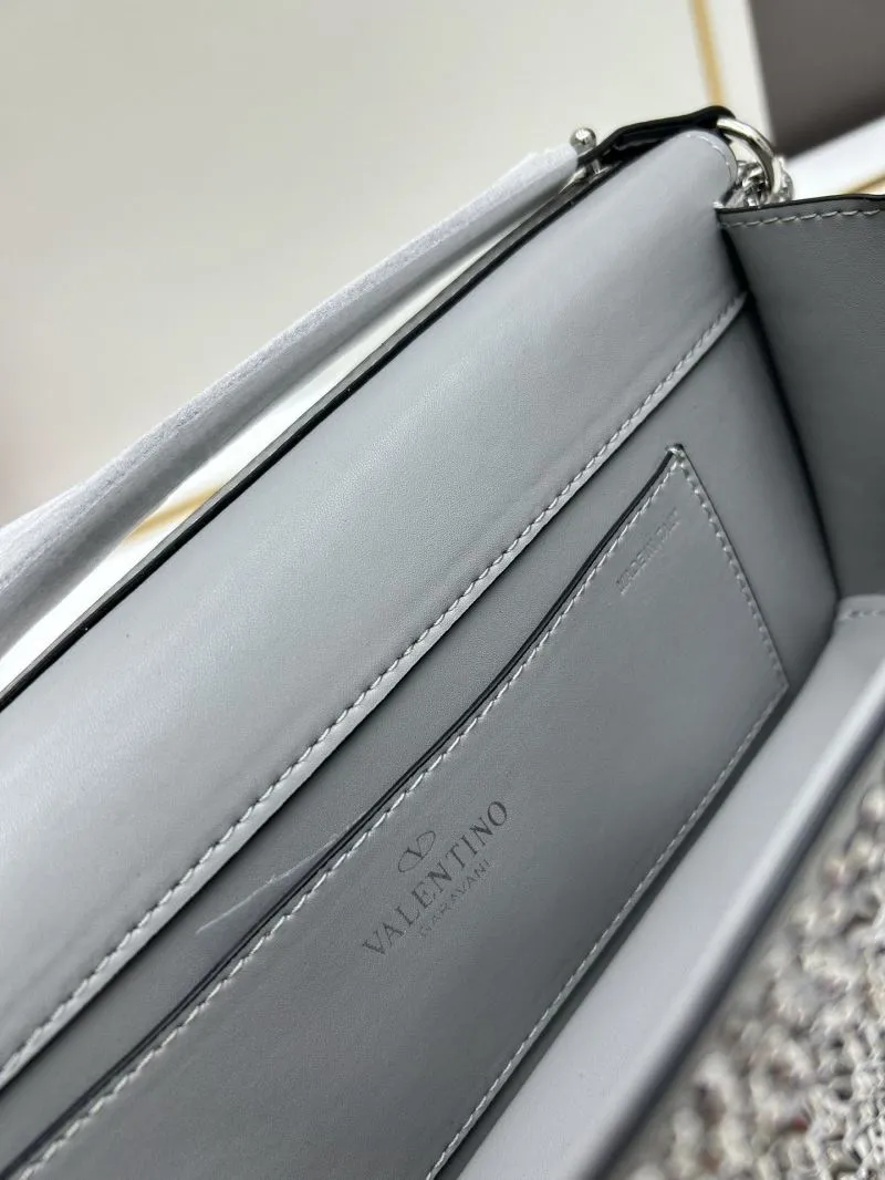 Valentino Gray Rhinestone Chain Satchel Bag SKU 704 - Image 8