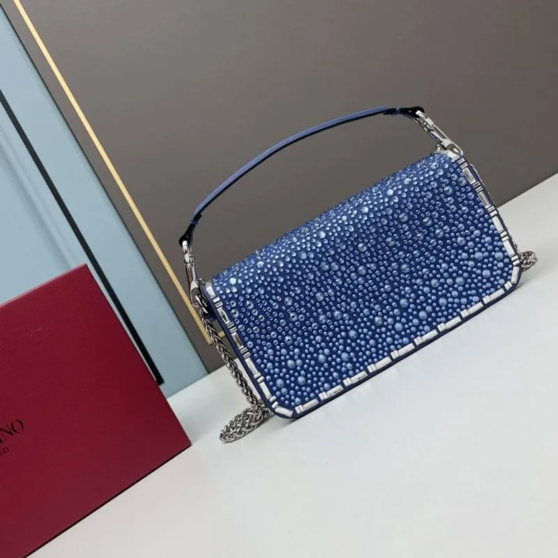 Alternative view of Valentino Blue Crystal Chain Satchel Bag 705