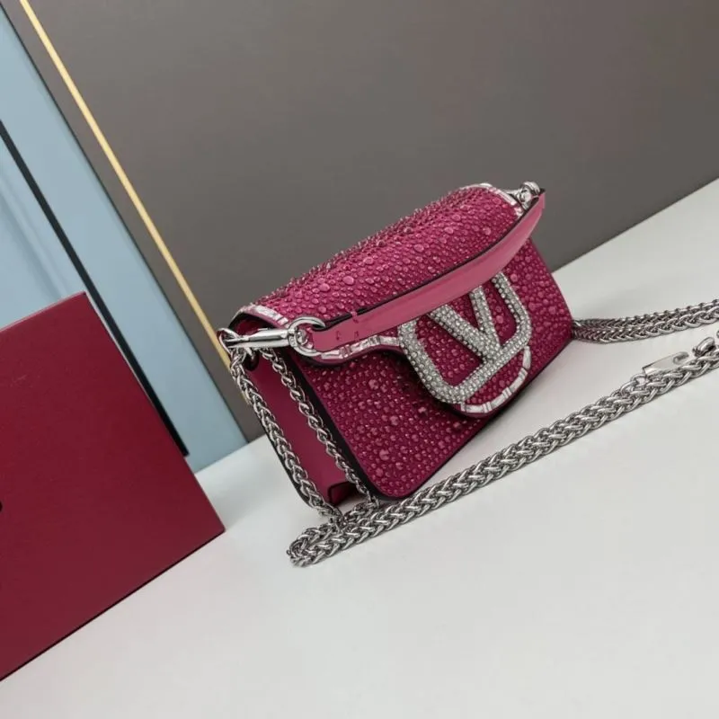 Valentino Pink Crystal Crossbody Satchel Bag 707