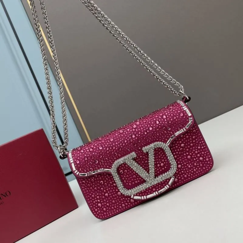 Valentino Pink Crystal Crossbody Satchel Bag 707 - Image 3