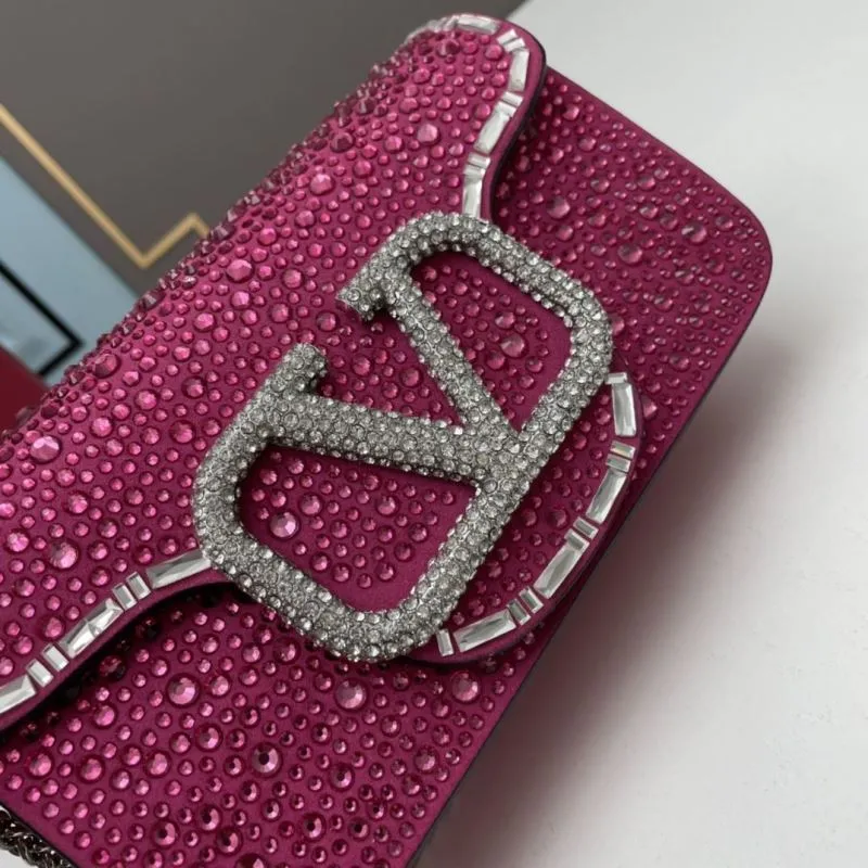 Valentino Pink Crystal Crossbody Satchel Bag 707 - Image 4