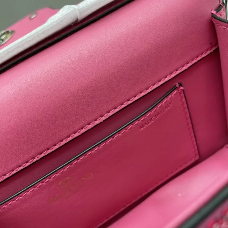 Valentino Pink Crystal Crossbody Satchel Bag 707 - Image 7