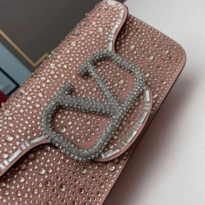 Valentino Pink Crystal Embellished Chain Satchel Bag - Image 4