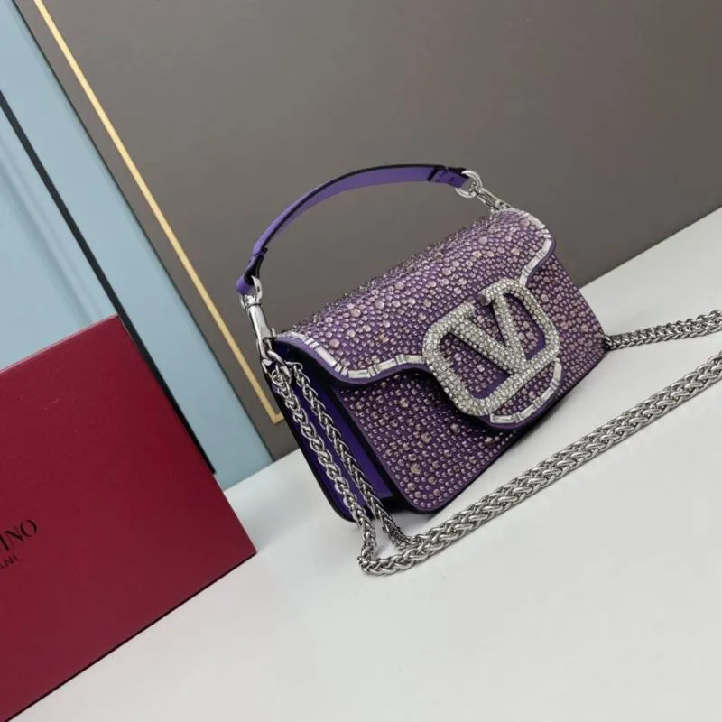 Valentino Purple Rhinestone Satchel Bag 709