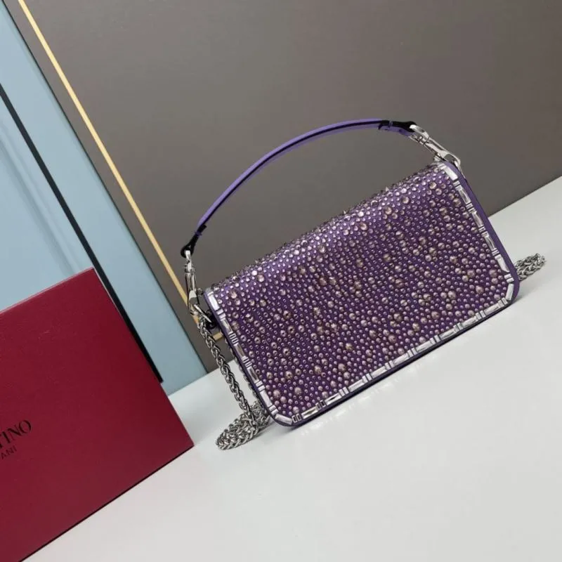 Alternative view of Valentino Purple Rhinestone Satchel Bag 709
